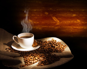 Steaming cup of coffee
