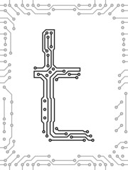Alphabet of printed circuit boards. Lowercase T
