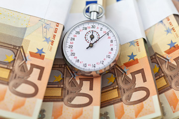 Time is money concept with euros
