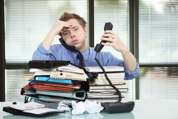 Office worker overworked