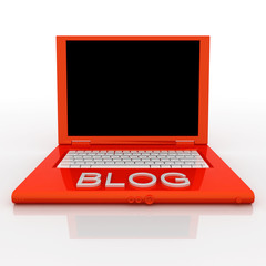 laptop computer with word blog on it