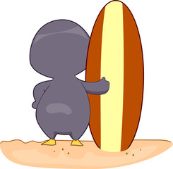 Penguin Surfer Back View