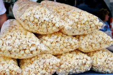 Big bags of popped corn