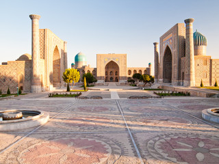 Sunrise above Registan complex, Uzbekistan