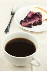 Coffee with blueberry cheese pie