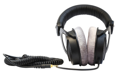 professional headphones black on a white background