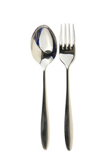 Spoon and fork isolated on white, with clipping path