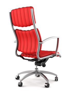 Modern Red Office Chair Isolated On White Background