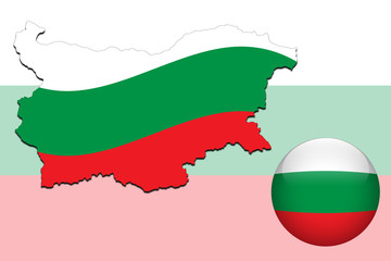 Vector illustration of bulgaria flag on map and ball