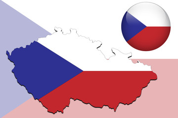Vector illustration of czech flag on map and ball