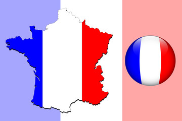 Vector illustration of france flag on map and ball