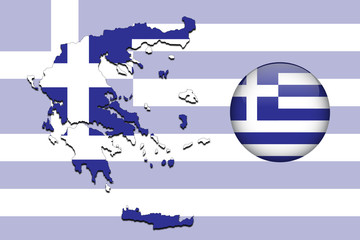 Vector illustration of greece flag on map and ball