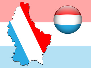 Vector illustration of luxembourg flag on map and ball