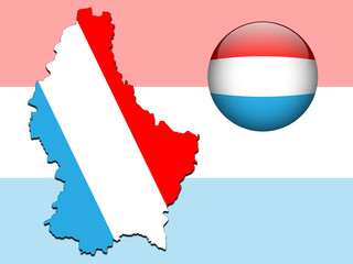 Fototapeta premium Vector illustration of luxembourg flag on map and ball