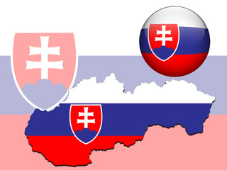Vector illustration of slovakia flag on map and ball