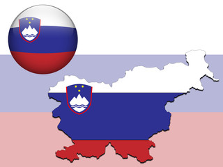 Vector illustration of slovania flag on map and ball