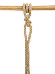 ship ropes with a knot isolated on white