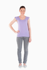 Obraz premium Attractive woman posing while standing