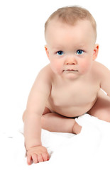 Cute Baby Boy posing for camera on white background