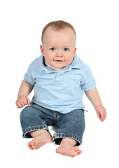Cute Baby Boy posing for camera on white background