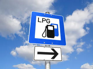 Schild LPG-Tankstelle - obrazy, fototapety, plakaty