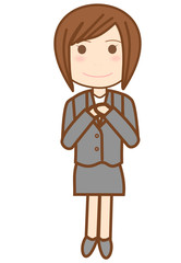 胸に手をあてるビジネスウーマン