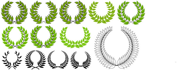 Set Of Laurel Wreaths Elements