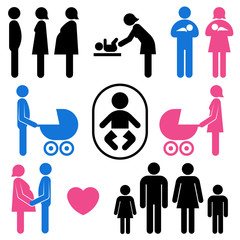 family and baby icon set