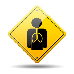 Señal amarilla simbolo sistema respiratorio