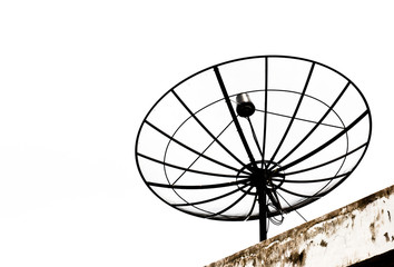 Satellite dish black isolated
