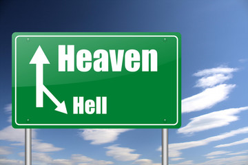 heaven and hell traffic sign