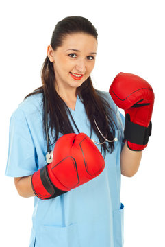 Doctor Woman With Boxing Gloves