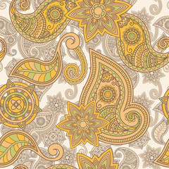 vector seamless hand drawn paisley pattern