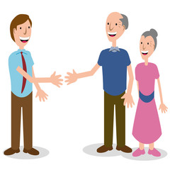 Fototapeta premium Businessman Greeting Senior Couple