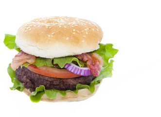 Bacon Hamburger isolated on white