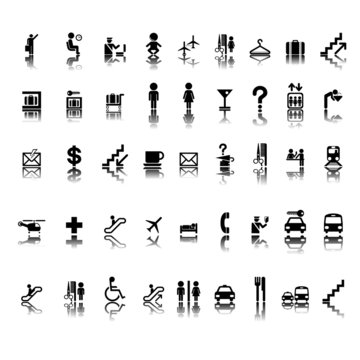 Airport pictograms set