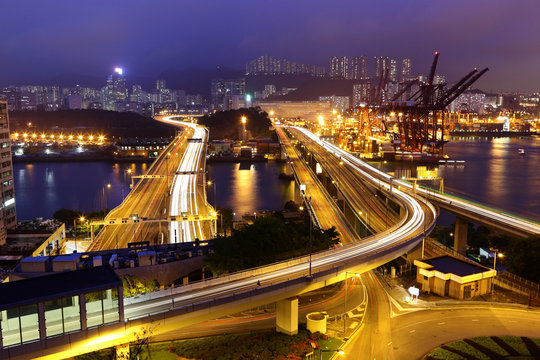 Cargo Terminal and highways in Hong Kong