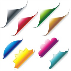 Set of color curled glossy paper corners