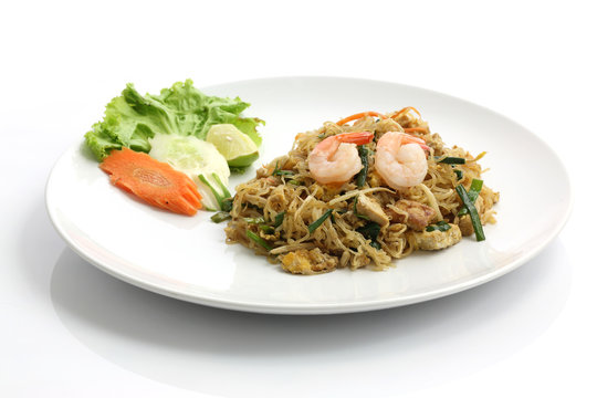 Thai food padthai isolated in white background