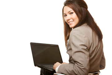 Smiling business woman with notebook