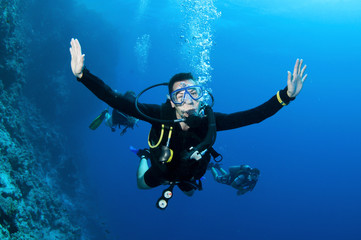Scuba diver enjoys a dive