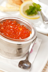red caviar with toast