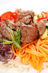 meat with vegetables and noodles