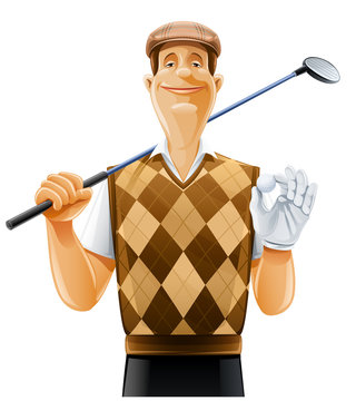 golf player with club and