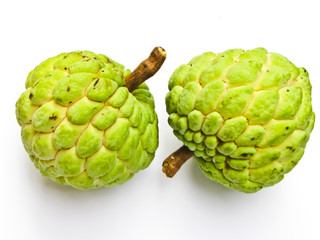 two custard-apples on white background