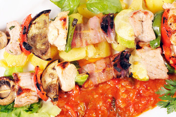 Shish kebab on skewers