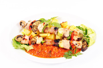 Shish kebab on skewers