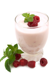 Raspberry milk cocktail