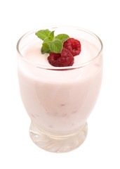 Raspberry milk cocktail