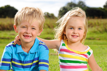Cute young kids outdoors